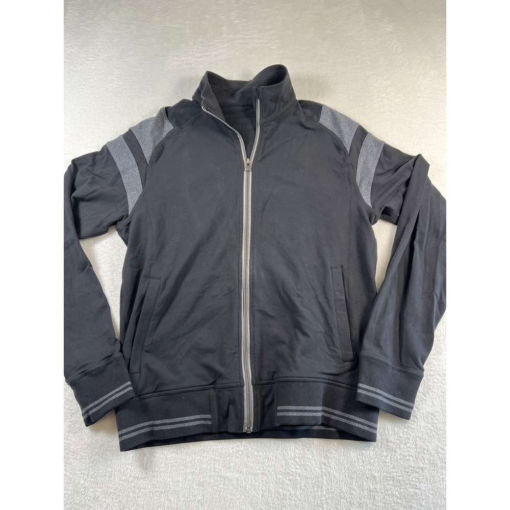 Lululemon Kung Fu Track Jacket Mens‎ Large Black Gray Full Zip Athletic
